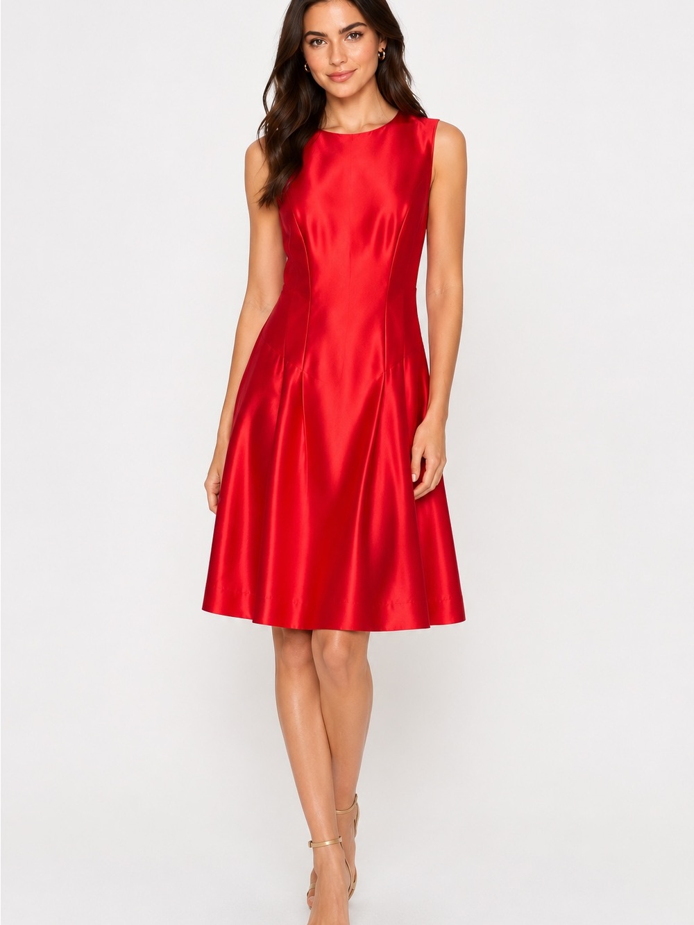 Frances‎ Valentine NWT Florencia Red Silk Midi Fit-and-Flare Dress Formal